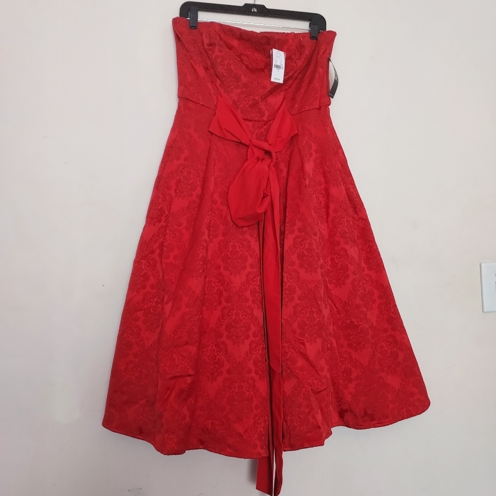 New York & Com Jacquard Stretch Strapless Front Wrap Around Formal Dress Sz-8
